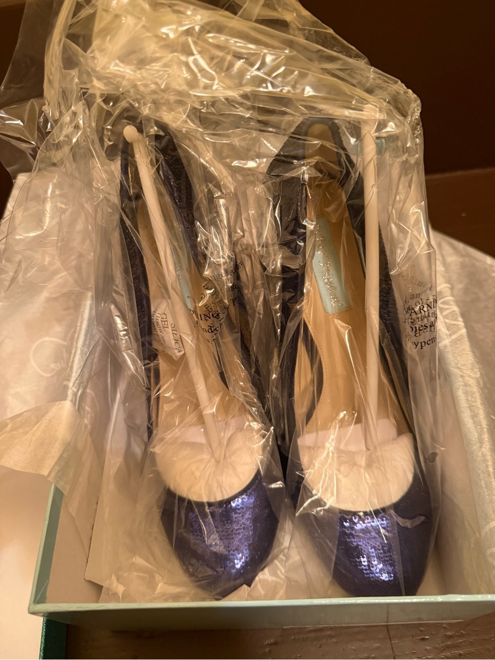 Betsey Johnson Navy Blue Sequined Heels